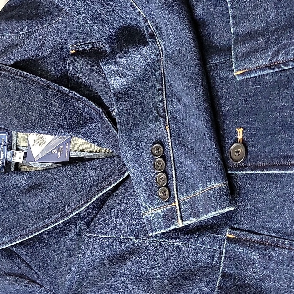 NWT Polo Ralph Lauren Denim Blazer Single Breasted Dark Nelle Wash - Picture 8 of 11